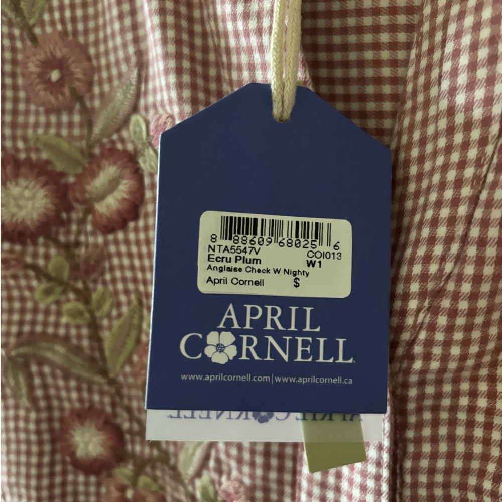 April Cornell Gingham Embroidered Nightgown Women’s 1, 2x. - Picture 3 of 7